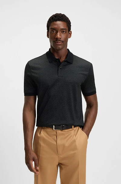Mercerized-cotton polo shirt with two-tone monograms