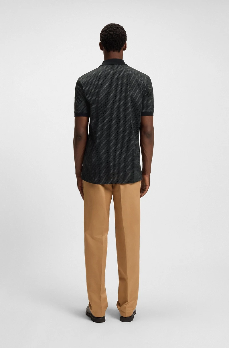 Mercerized-cotton polo shirt with two-tone monograms