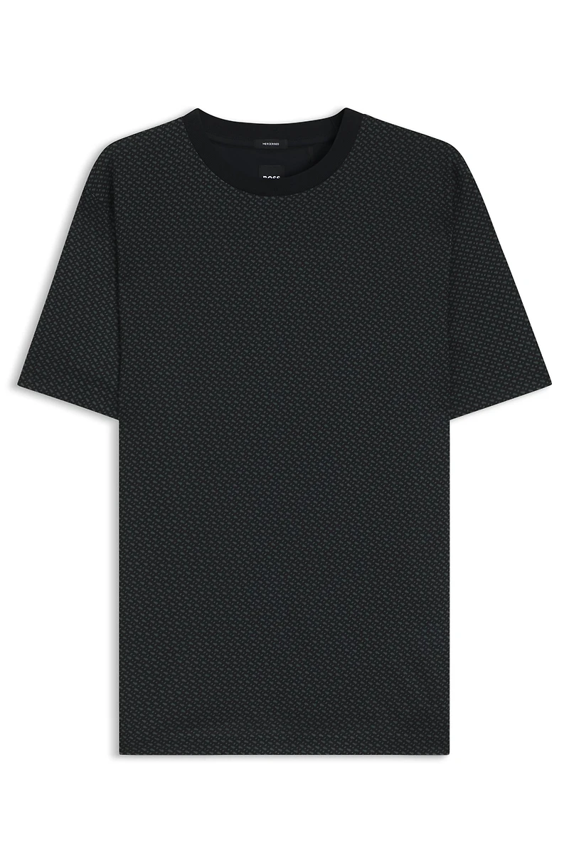 Mercerized-cotton T-shirt with two-tone monograms