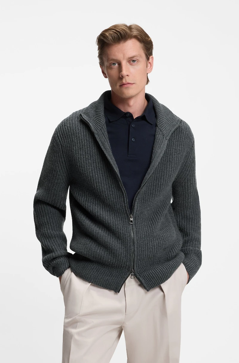 BECKHAM x BOSS zip-up cardigan wool and cashmere
