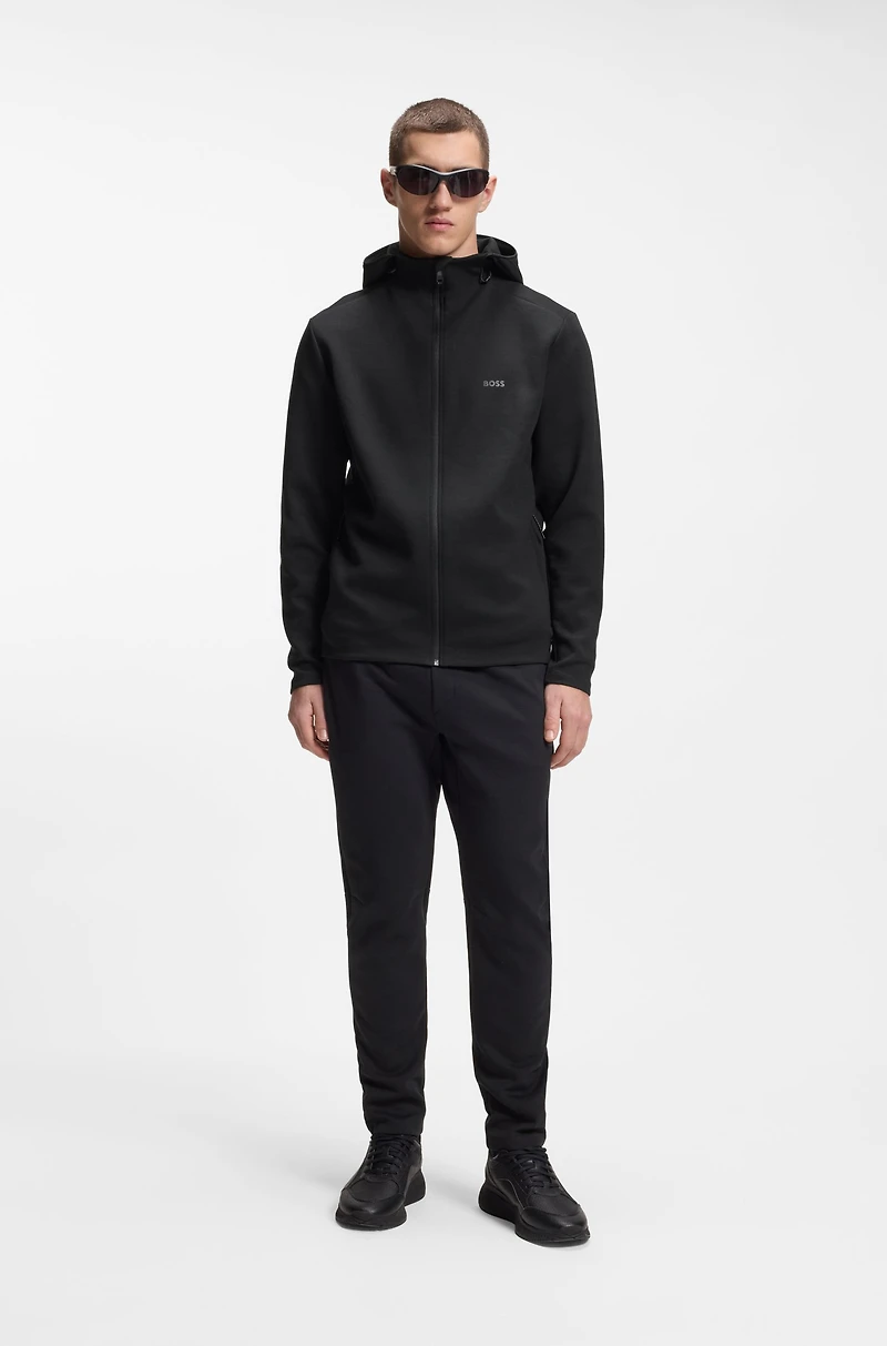 Reflective-detail zip-up hoodie with odour control