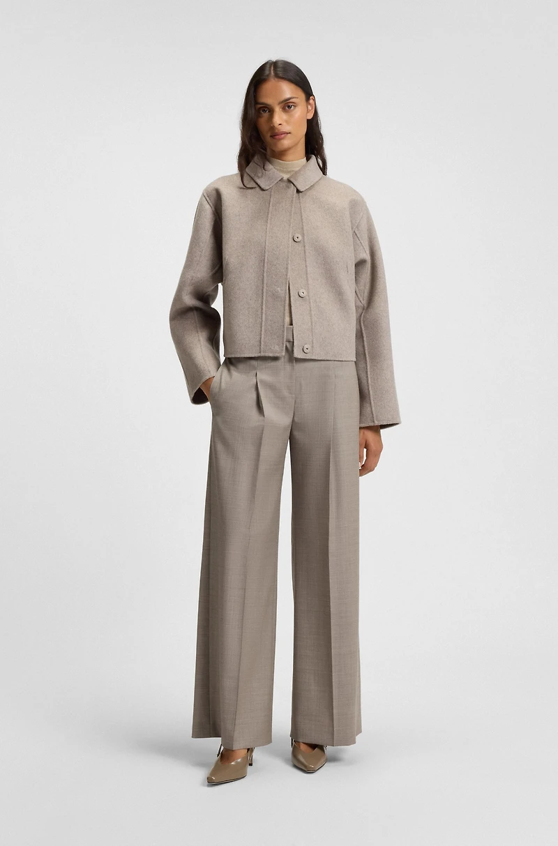 Regular-fit trousers sharkskin-weave stretch wool
