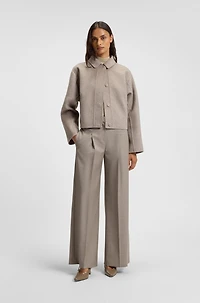 Regular-fit trousers sharkskin-weave stretch wool