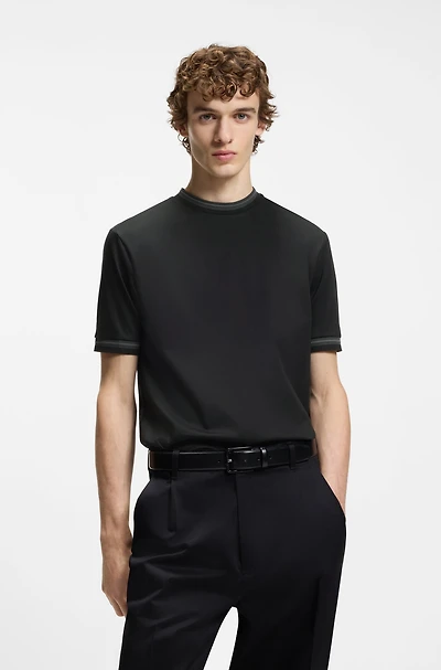 Contrast-tipping slim-fit T-shirt mercerised cotton
