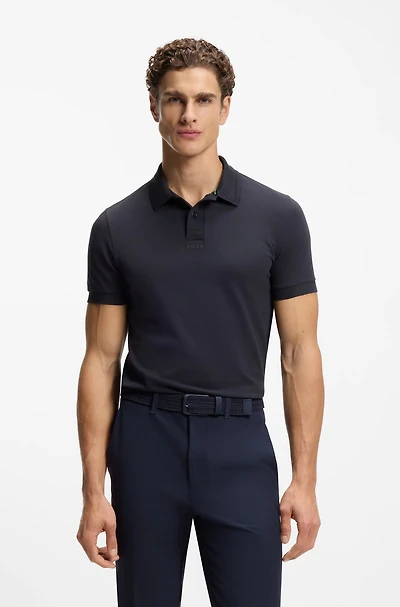 Centred-logo slim-fit polo shirt cotton piqu