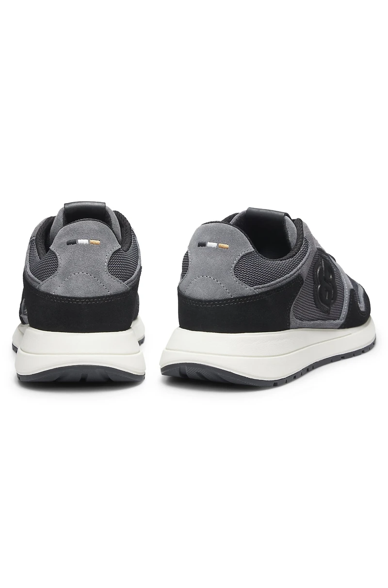 Suede-trim trainers with Double B monogram