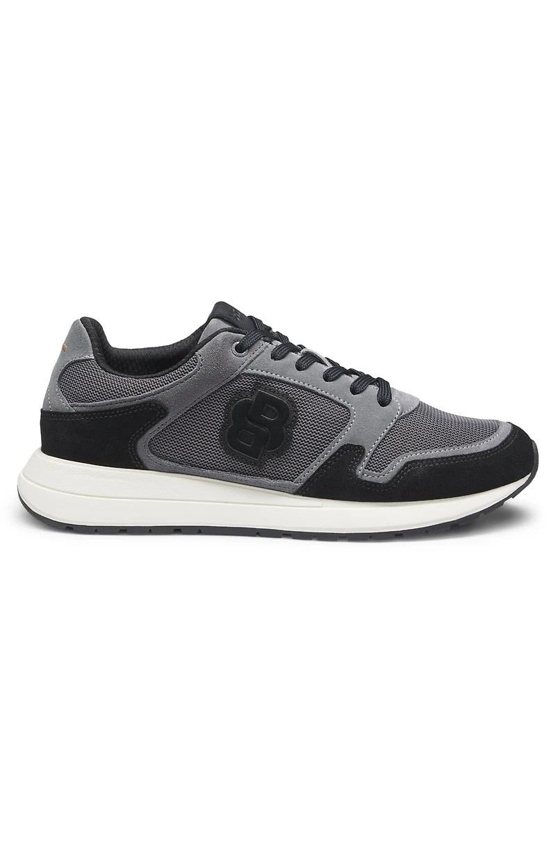Suede-trim trainers with Double B monogram