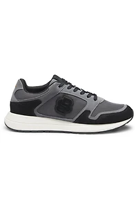 Suede-trim trainers with Double B monogram