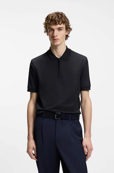 Zip-placket polo shirt a cotton blend