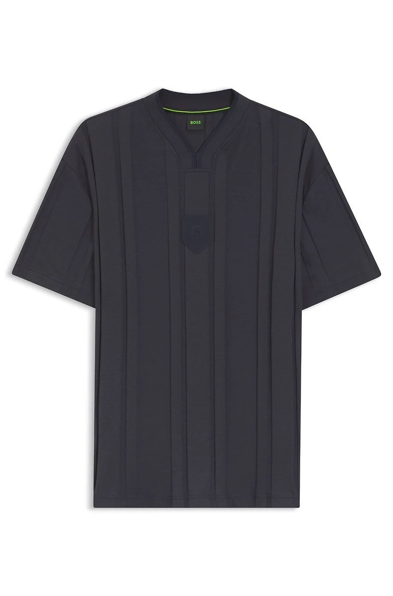 Textured-stripe T-shirt cotton