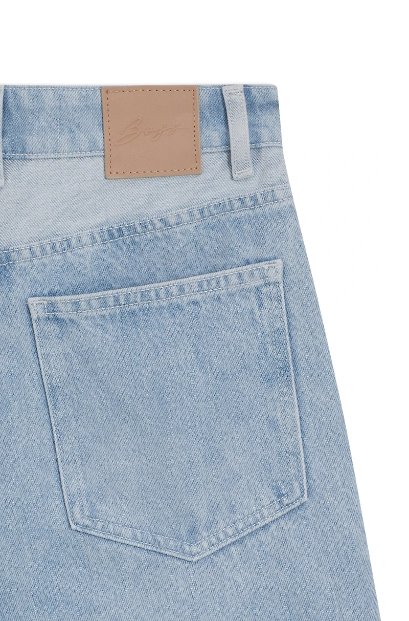 Wide-leg jeans blue rigid denim with paneling