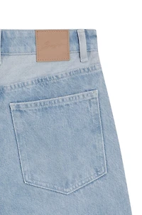 Wide-leg jeans blue rigid denim with paneling
