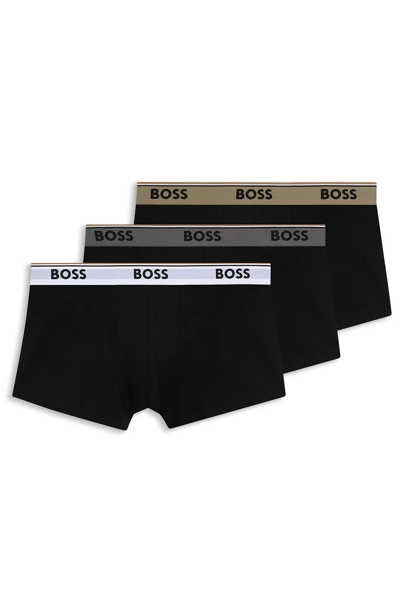 Three-pack of logo-waistband trunks stretch cotton