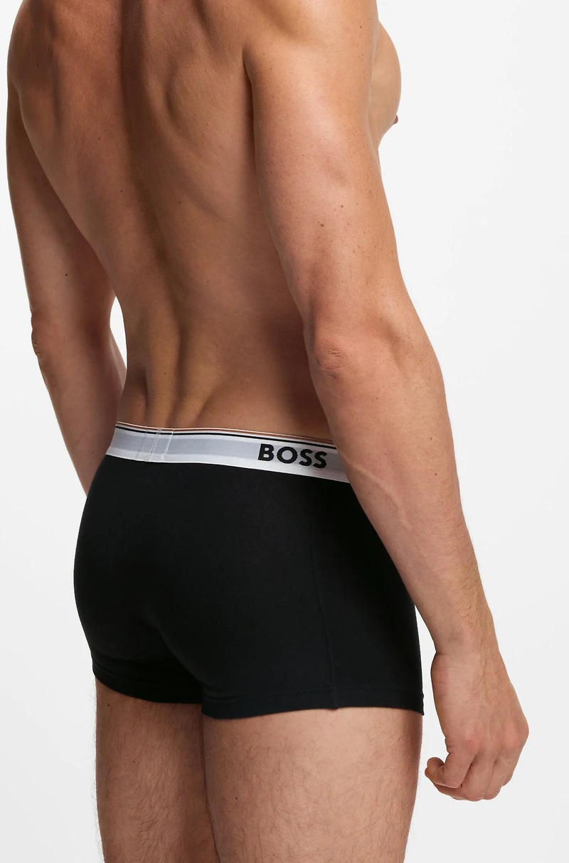 Three-pack of logo-waistband trunks stretch cotton