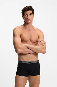 Three-pack of logo-waistband trunks stretch cotton