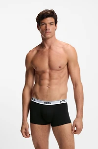 Three-pack of logo-waistband trunks stretch cotton
