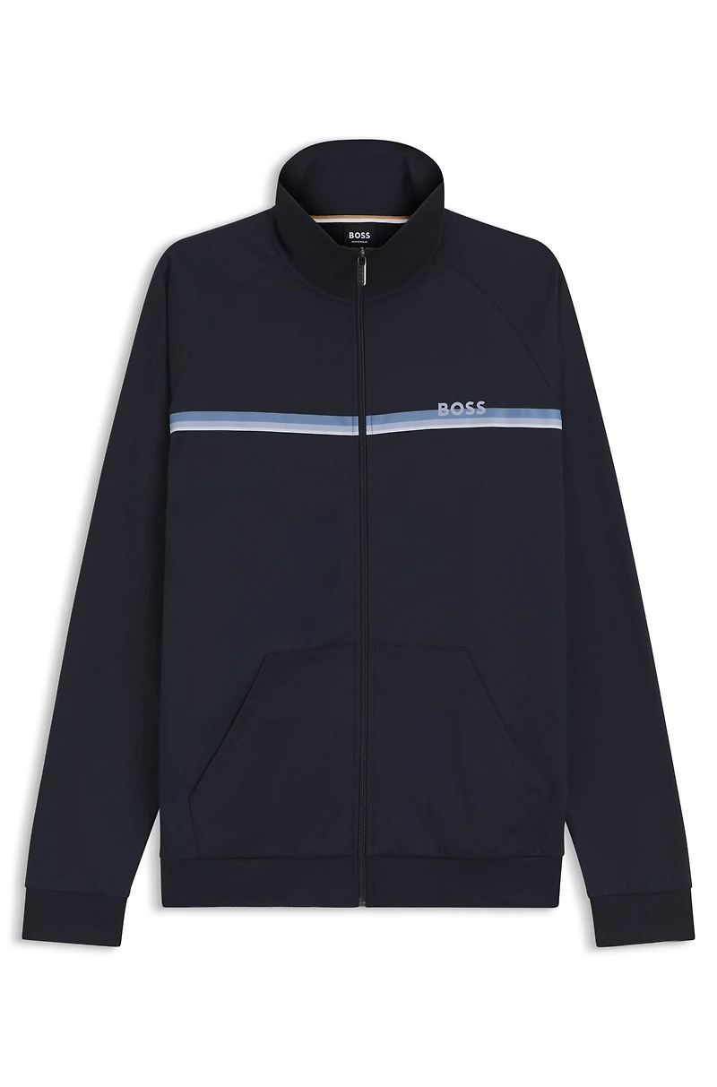 Cotton-terry jacket with logo and stripe