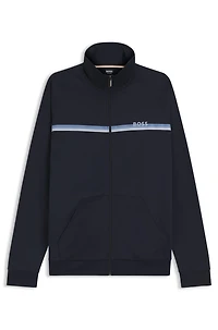 Cotton-terry jacket with logo and stripe