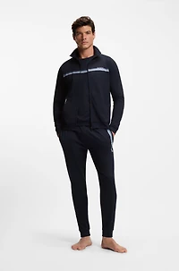 Cotton-terry jacket with logo and stripe