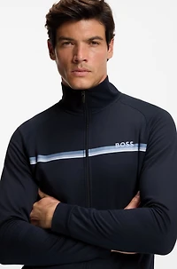 Cotton-terry jacket with logo and stripe