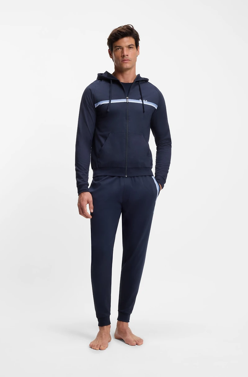 Cotton-terry tracksuit bottoms with logo and stripes