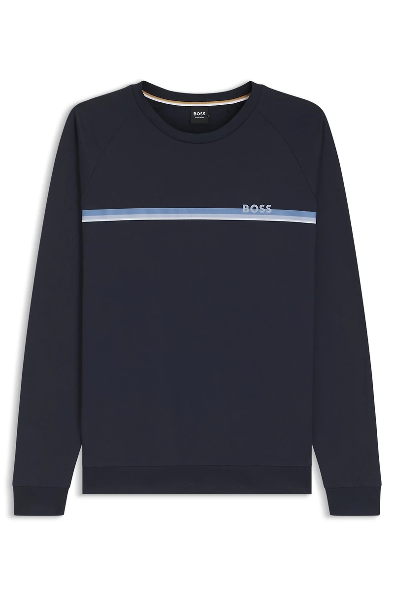 Cotton-terry sweatshirt with logo and stripe