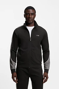 Contrast-detail zip-up jacket a cotton blend