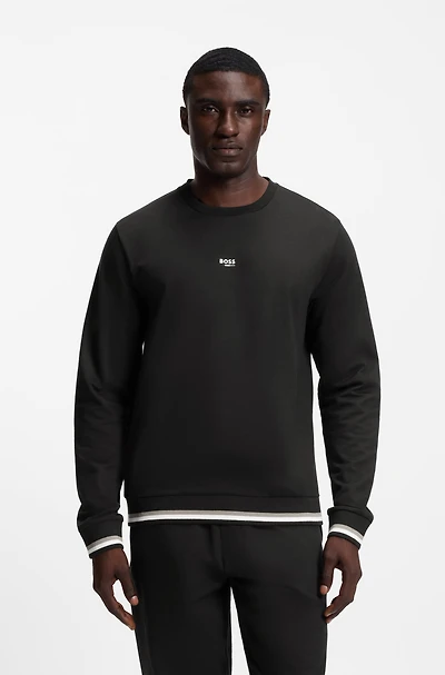 Cotton-terry sweatshirt with logo and signature stripes