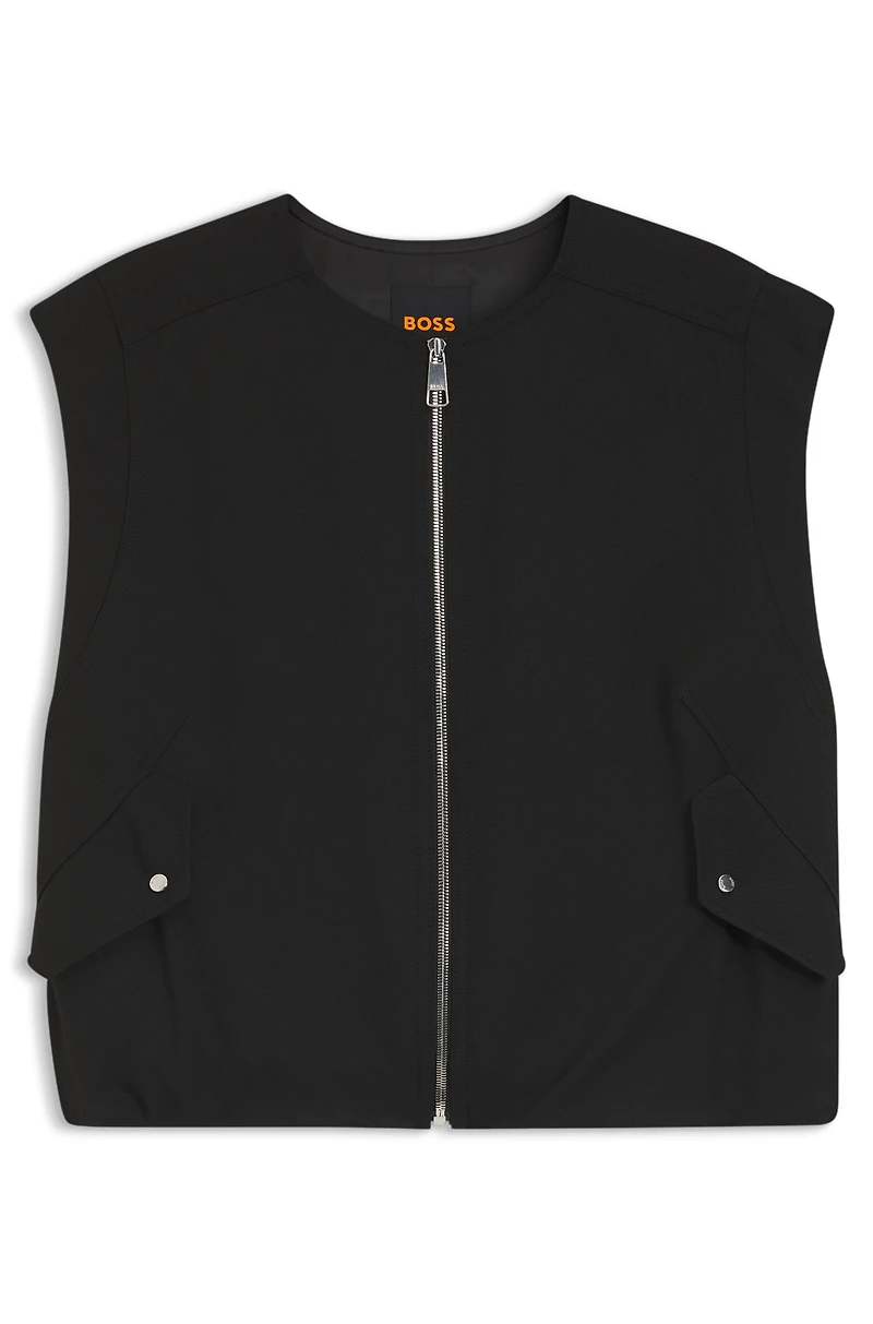Zip-front waistcoat twill