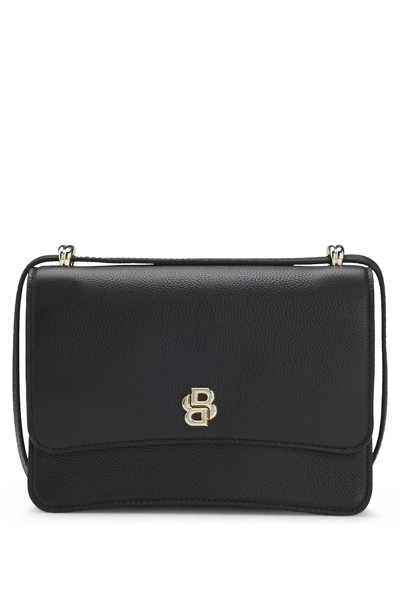 Leather crossbody bag with Double B monogram trim