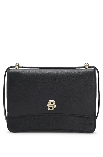Leather crossbody bag with Double B monogram trim