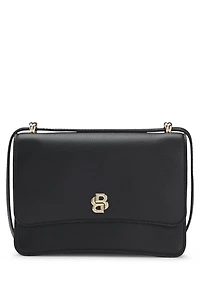 Leather crossbody bag with Double B monogram trim