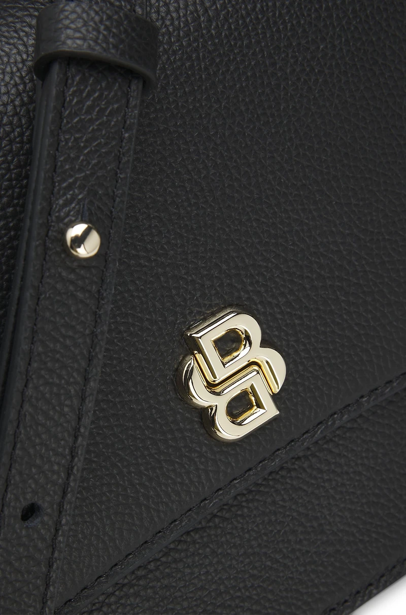 Leather crossbody bag with Double B monogram trim