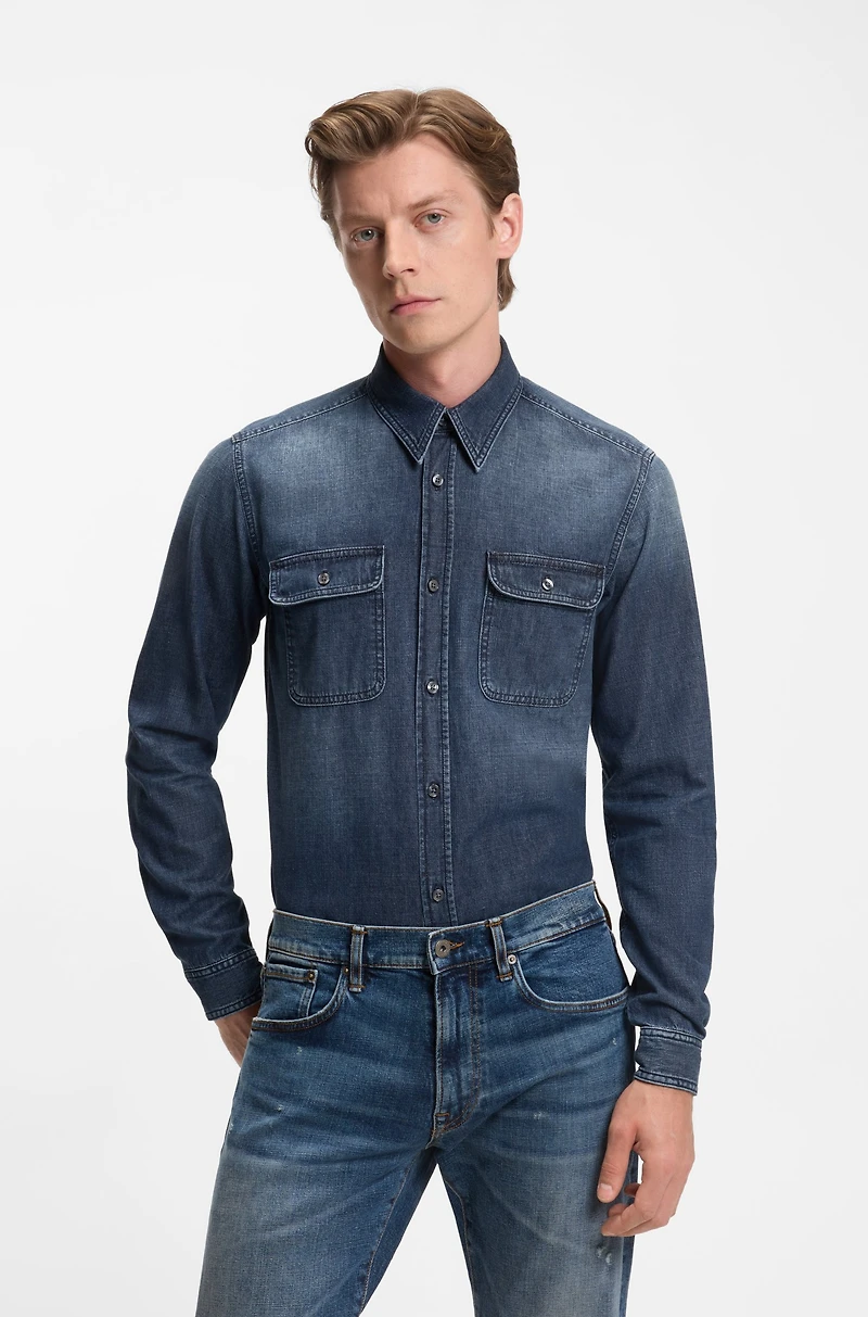 BECKHAM x BOSS shirt blue denim