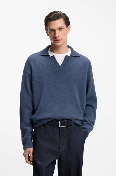 Johnny-collar sweater virgin wool