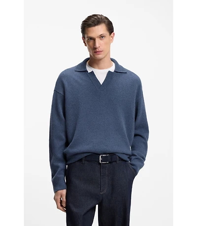 Johnny-collar sweater virgin wool