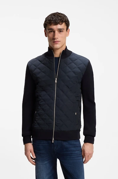 Quilted-front jacket knitted wool