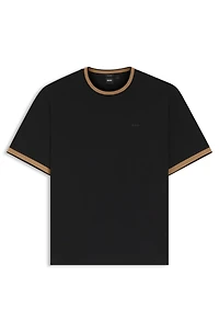 Stripe-trim T-shirt mercerised cotton