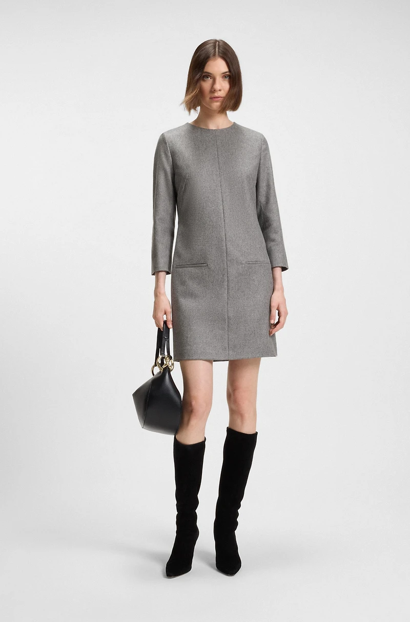 Flannel dress with welt pockets