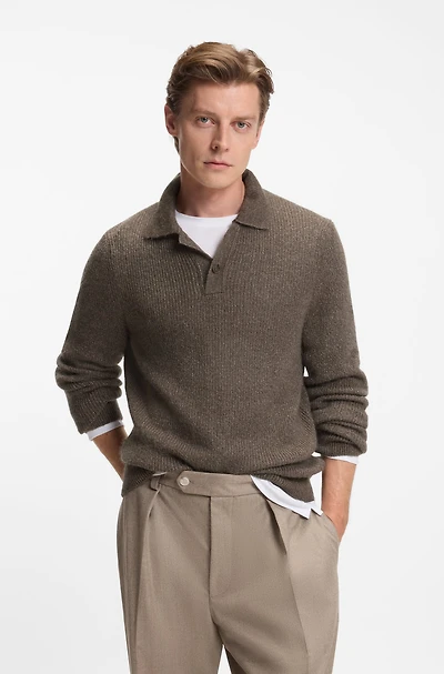 BECKHAM x BOSS mouliné-rib sweater with polo collar