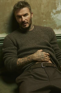 BECKHAM x BOSS knitted sweater with mouliné rib