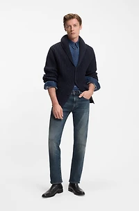 BECKHAM x BOSS blue slim-fit jeans stretch denim