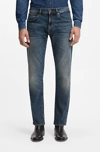 BECKHAM x BOSS blue slim-fit jeans stretch denim