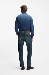 BECKHAM x BOSS blue slim-fit jeans stretch denim