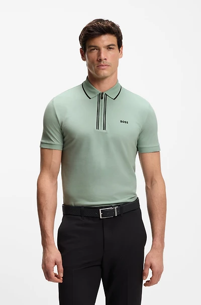 Stretch-cotton slim-fit polo shirt with moisture-wicking performance