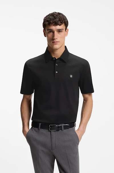 Mercerized-cotton polo shirt with Double B monogram
