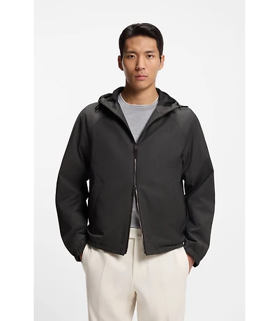 Virgin-wool windbreaker with hood
