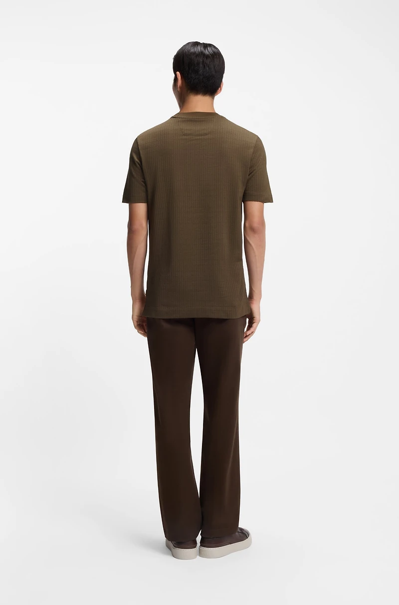 Cotton-silk T-shirt with geometric jacquard