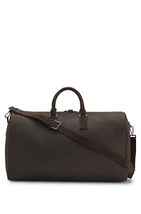 Fabric holdall with leather trims