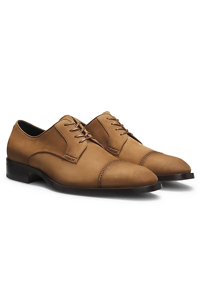 Derby shoes suede with stitched details
